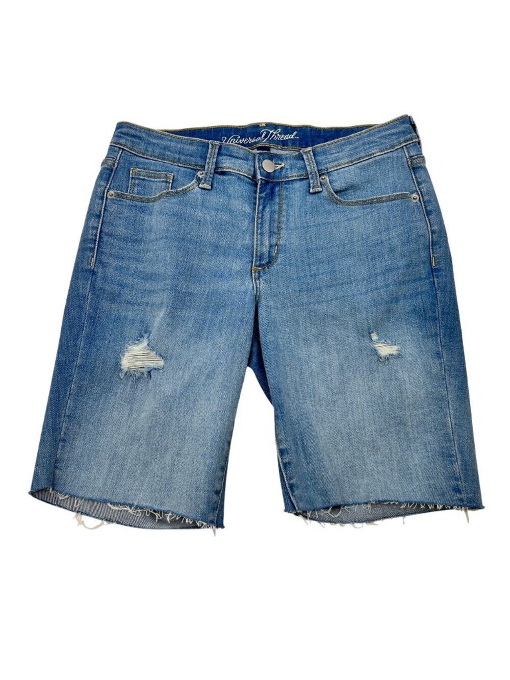 Universal Thread Womens Denim Cut Off Bermuda Shorts Distressed Size 6/28R